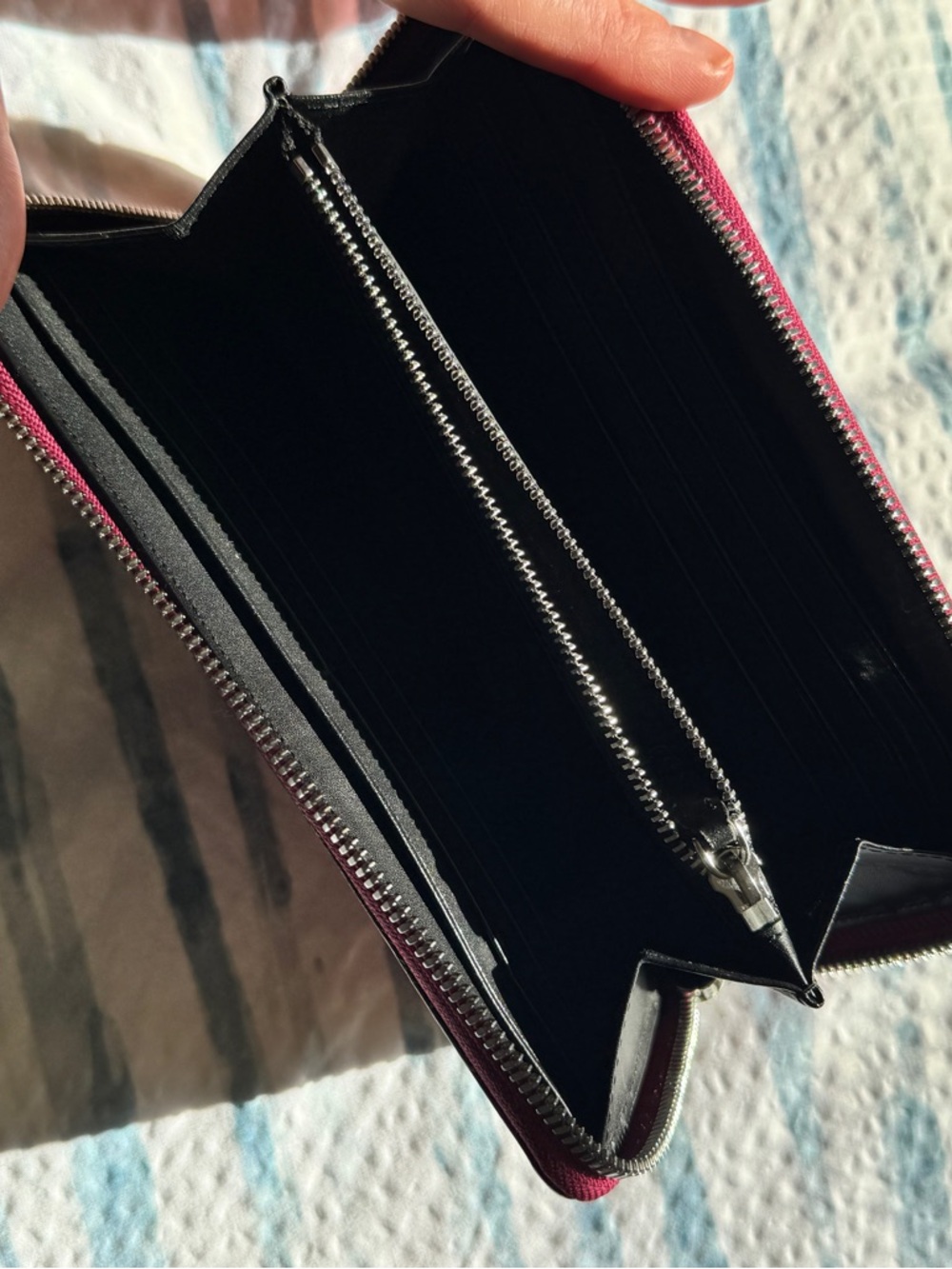 MCM Embossed Zip Wallet in Raspberry Red - Picture 3 of 7